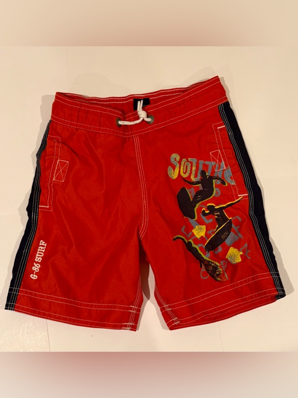 GAP Kids Orange Swim Shorts with Navy Label Boys XS 4-5